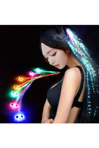 RAYTOYS OYUNCAK   2 Adet Hair Fiber Optic Led Işıklı Saç Led Light Up Işıklı Toka Pilli Led Işıklı Saç Fiber Optik Saç