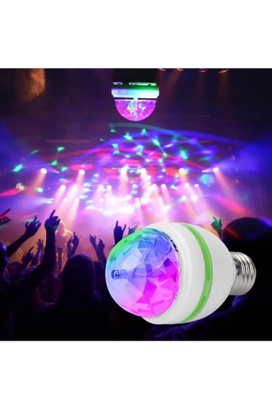 RAYTOYS OYUNCAK   2 PCS DİSCO BALL LED LİGHT 2 ADET DİSKO IŞIĞI RGB DİSKO IŞIK TOPU AMPUL LED IŞIK DÖNEN DİSKO TOPU