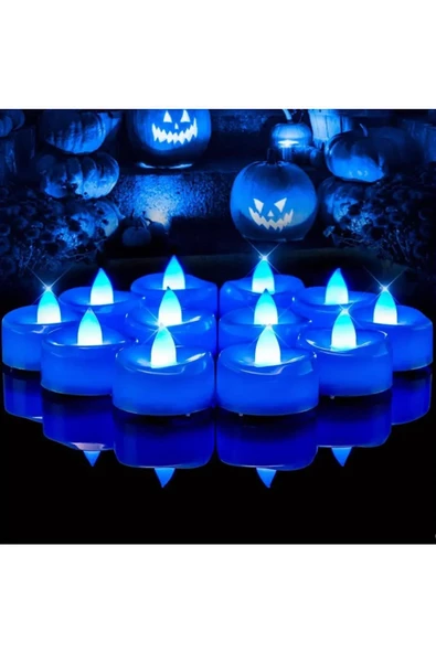 RAYTOYS OYUNCAK   BLUE LED LİGHT CANDLES 24 ADET MAVİ LED IŞIKLI MUM MAVİ LED MUM MAVİ IŞIKLI MUM ROMANTİK DEKOR MUM