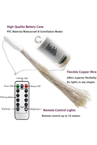 RAYTOYS OYUNCAK Gün Işığı Led Fire Work Led Light Akan Led Işık Kumandalı Işık Yılbaşı Ağacı Işığı Noel Işığı Renkli - 2