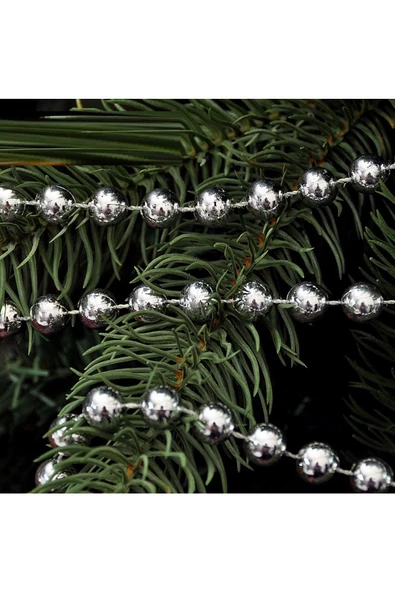 RAYTOYS OYUNCAK   Vıp Kalite 5 Metre Gümüş Zincir Süs Yılbaşı Ağacı Süsleri Gümüş Noel Ağacı Zinciri Çam Ağacı Zinciri - Resim 2