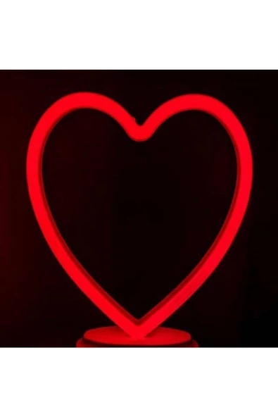 RAYTOYS OYUNCAK   Kırmızı Kalpli Led Işık Yılbaşı Işıkları Decor Heart Red Led Light Pilli Led Işık Kırmızı Neon Işık