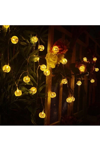 RAYTOYS OYUNCAK   2 Metre Gold Metal Top Pilli Led Işık Top Gün Işığı Pilli Led Işık Top Yılbaşı Ağacı Işığı Noel Işık - 2