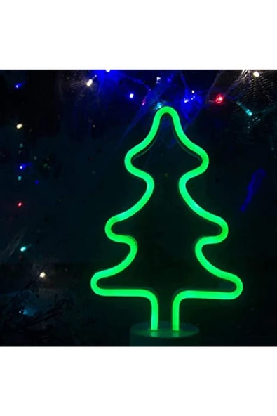 RAYTOYS OYUNCAK   Neon Işıklı Yılbaşı Ağacı Işıklı Noel Ağacı Green Christmas Tree Light Pilli Yılbaşı Ağacı 25 Cm