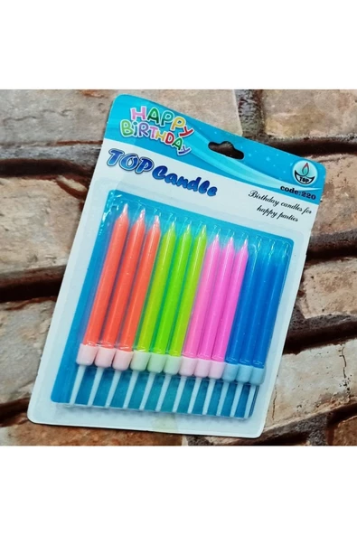 RAYTOYS OYUNCAK   Multi Colors Bırthday Candle Vıp Kalite Renkli Neon Pasta Mumu 12 Adet Neon Renkli Doğum Günü Mumu