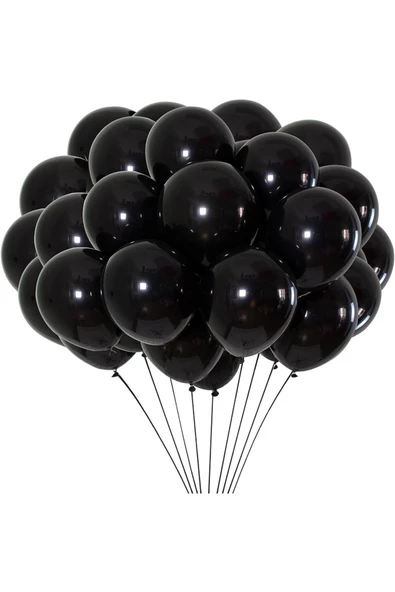 RAYTOYS OYUNCAK   VIP 100 PSC SHINY METALLIC BLACK BALLOON VIP KALİTE PARLAK METALİK SİYAH BALON HELYUM GAZI UYUMLUDUR - 2