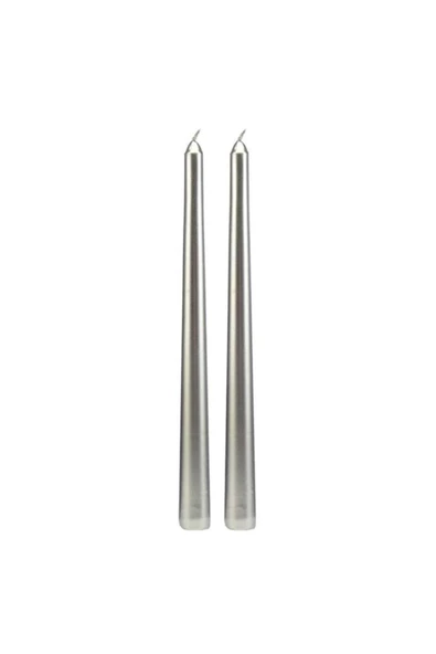 RAYTOYS OYUNCAK   10 PCS CHRISTMAS CANDLE METALLIC BRIGHT SİLVER CANDLESTICK 10 ADET GÜMÜŞ ŞAMDAN MUMU YILBAŞI MUMLARI - 3