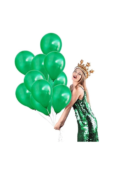 RAYTOYS OYUNCAK   VIP 100 PCS SHINY METALLIC GREEN BALLOON VIP KALİTE PARLAK METALİK YEŞİL BALON HELYUM GAZI UYUMLUDUR