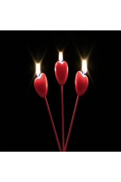 RAYTOYS OYUNCAK   4 Adet Kırmızı Kalpli Pasta Mumu Kalpli Doğum Günü Pasta Mumu Kırmızı Kalpli Mum Red Candle