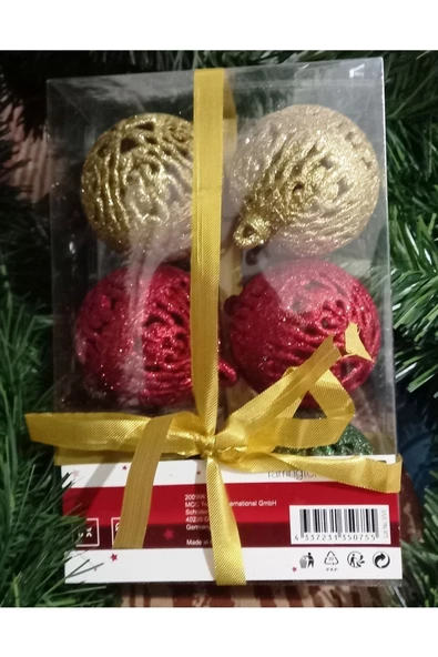 RAYTOYS OYUNCAK   Profesyonel Vıp Kalite 6 Cm 6 Adet Parlak Simli Renkli Top Yılbaşı Ağacı Süsleri Vitrin Süsleri - Resim 2