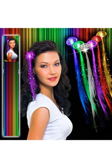 RAYTOYS OYUNCAK   Led Light Up Hair Fiber Optic 2 Adet Led Işıklı Saç Işıklı Toka Fiber Optik Saç Led Club Işıkları