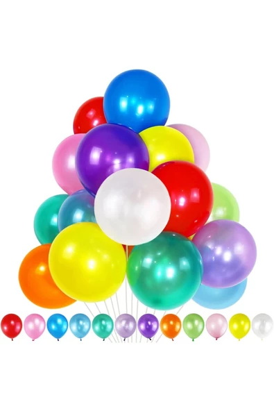 RAYTOYS OYUNCAK   VIP 100 PCS METALLIC MULTİ COLORS BALLOON VIP KALİTE PARLAK METALİK RENKLİ BALON HELYUM GAZI UYUMLU