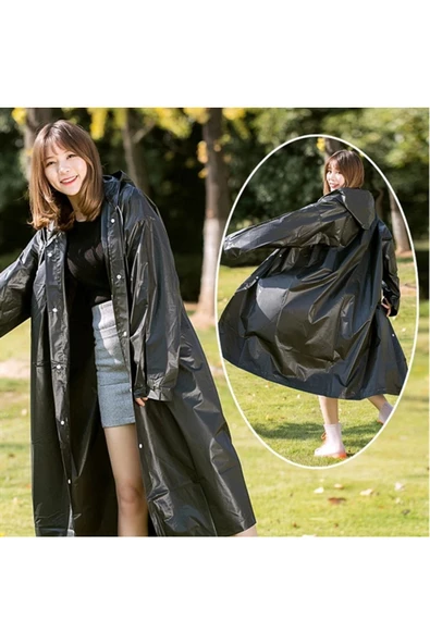 RAYTOYS OYUNCAK 5 ADET 1.KALİTE ŞAPKALI ÇITÇITLI YAĞMURLUK SİYAH YAĞMURLUK OUTDOOR YAĞMURLUK VIP UNISEX RAIN COAT - 2