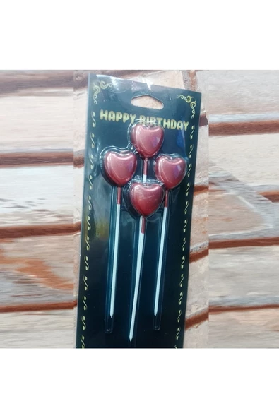 RAYTOYS OYUNCAK 4 ADET METALİK ROSE GOLD KALPLİ PASTA MUMU ROSE GOLD KALPLİ DOĞUM GÜNÜ MUMU PARLAK ROSE PASTA MUMU