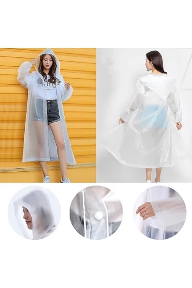 RAYTOYS OYUNCAK 5 Adet 1.kalite Şapkalı Çıtçıtlı Yağmurluk Beyaz Yağmurluk Outdoor Yağmurluk Vıp Unısex Raın Coat - 3