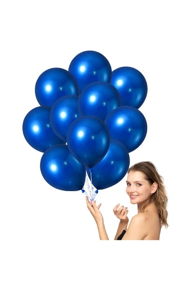 RAYTOYS OYUNCAK   VIP 100 PCS SHINY METALLIC BLUE BALLOON VIP KALİTE PARLAK METALİK MAVİ BALON HELYUM GAZI UYUMLUDUR