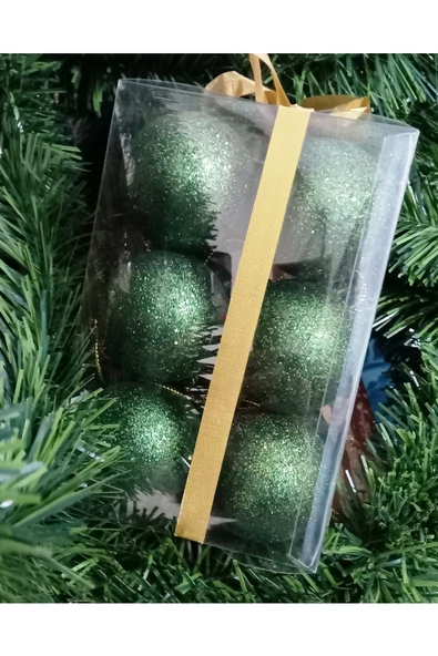 RAYTOYS OYUNCAK   Vıp Kalite 5 Cm 12 Adet Simli Yeşil Top Yılbaşı Ağacı Süsleri Vitrin Süsleri Yeşil Yılbaşı Top - Resim 2