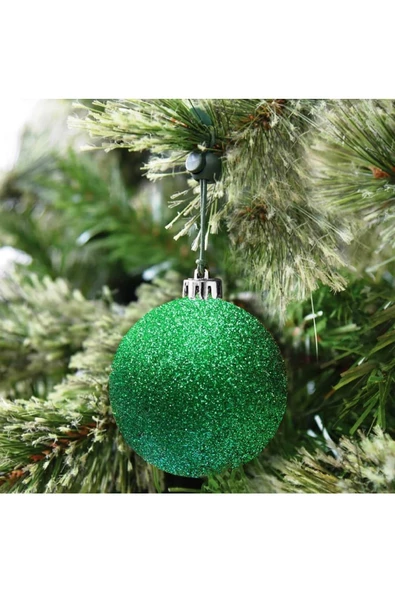 RAYTOYS OYUNCAK   Vıp Kalite 5 Cm 12 Adet Simli Yeşil Top Yılbaşı Ağacı Süsleri Vitrin Süsleri Yeşil Yılbaşı Top ürün görseli