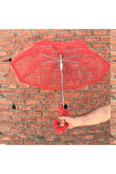 RAYTOYS OYUNCAK   KIRMIZI DANTELLİ ŞEMSİYE KINA ŞEMSİYESİ GELİN ŞEMSİYESİ FOTOĞRAF ÇEKİMİ ŞEMSİYESİ DAMAT ŞEMSİYESİ - 2