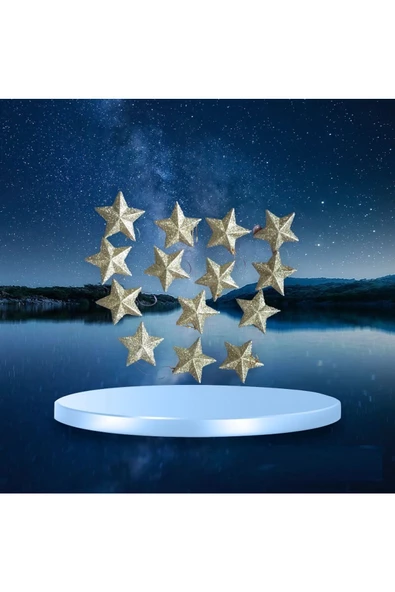 RAYTOYS OYUNCAK VIP 14 ADET SİMLİ GOLD YILDIZ SÜS GOLD YILDIZ NOEL AĞACI SÜSLERİ YILBAŞI AĞACI SÜSLERİ 7 CM YILDIZ