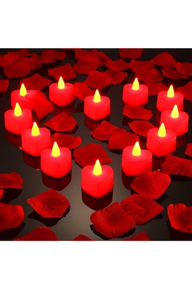 RAYTOYS OYUNCAK Heart Red Light Candles 24 Adet Kırmızı Led Işıklı Kalpli Mum Kırmızı Led Mum Kırmızı Işıklı Mum - 2