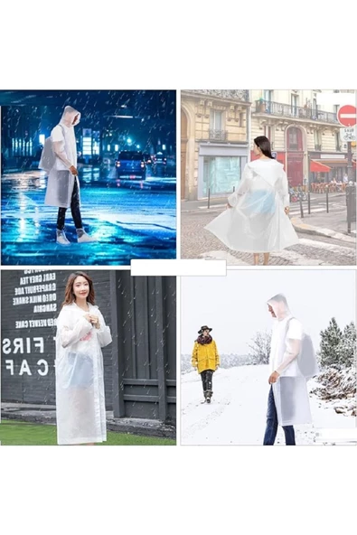 RAYTOYS OYUNCAK 10 Adet Outdoor Yağmurluk Vıp Unısex Raın Coat 1.kalite Şapkalı Çıtçıtlı Yağmurluk Beyaz Yağmurluk - 2