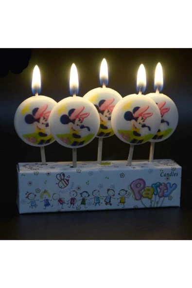 RAYTOYS OYUNCAK   Minnie Mouse Bırthday Candle Vıp Kalite Minnie Mouse Pasta Mumu 5 Adet Minnie Mouse Doğum Günü Mumu