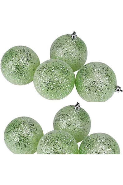 RAYTOYS OYUNCAK   Vıp Kalite 5 cm 12 Adet Simli Açık Yeşil Top Yılbaşı Ağacı Süsleri Vitrin Süsleri Açık Yeşil Yılbaşı ürün görseli