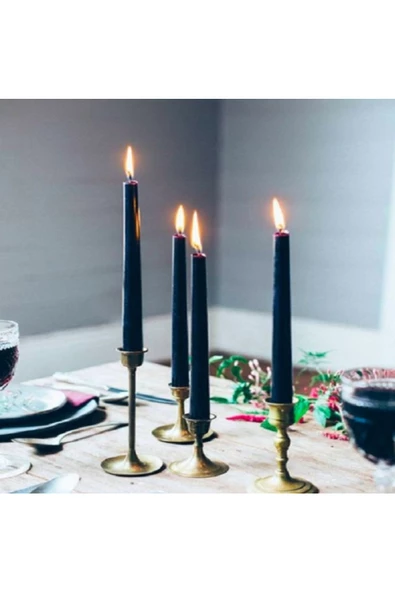 RAYTOYS OYUNCAK   10 PCS CHRISTMAS CANDLE METALLIC BRIGHT BLACK CANDLESTICK 10 ADET SİYAH ŞAMDAN MUMU YILBAŞI MUMLARI