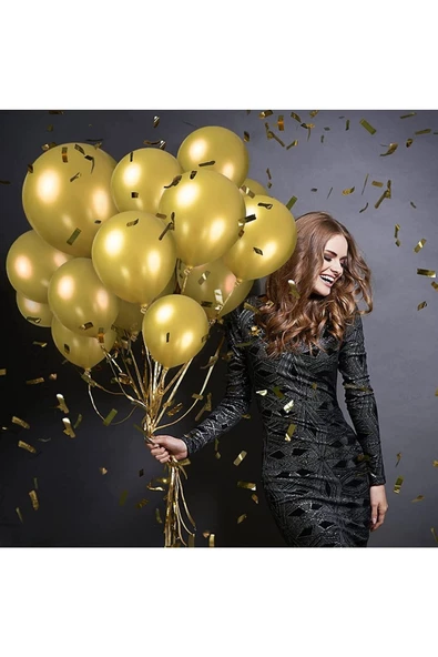 RAYTOYS OYUNCAK   VIP 100 PCS SHINY METALLIC GOLD BALLOON VIP KALİTE PARLAK METALİK GOLD BALON HELYUM GAZI UYUMLU