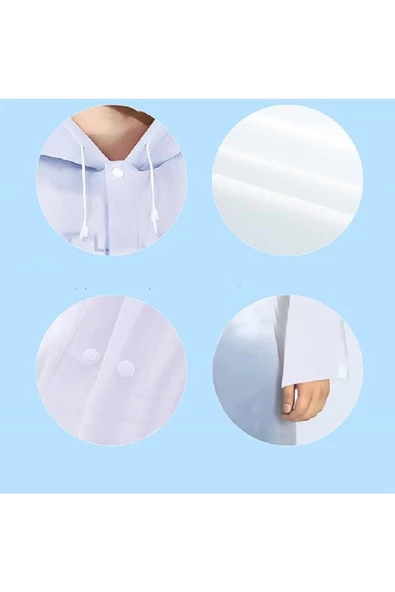 RAYTOYS OYUNCAK 1 Adet 1.kalite Beyaz Yağmurluk Vıp Unısex Raın Coat Şapkalı Çıtçıtlı Yağmurluk Outdoor Yağmurluk - 3