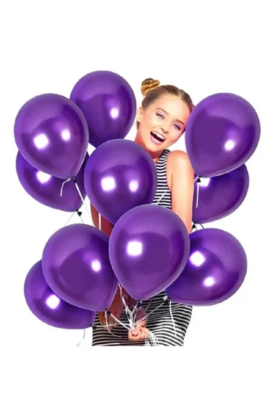 RAYTOYS OYUNCAK   VIP 100 PCS SHINY METALLIC PURPLE BALLOON VIP KALİTE PARLAK METALİK MOR BALON HELYUM GAZI UYUMLUDUR