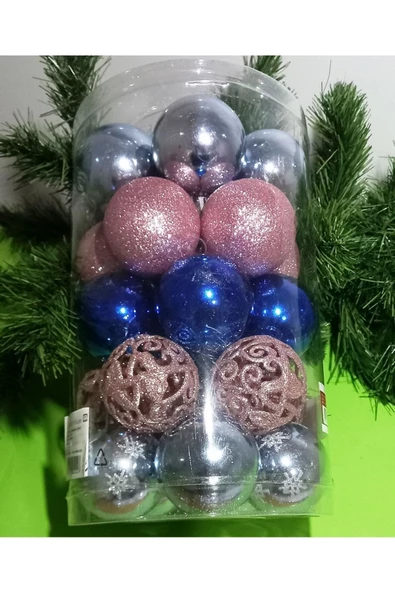 RAYTOYS OYUNCAK   Profesyonel 6 Cm 25 Adet Yılbaşı Topu Yılbaşı Ağacı Süsleri 5 Farklı Model Top Süs Noel Süsleri ürün görseli