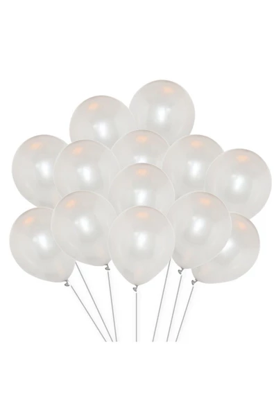 RAYTOYS OYUNCAK   VIP 100 PCS SHINY METALLIC WHİTE BALLOON VIP KALİTE PARLAK METALİK BEYAZ BALON HELYUM GAZI UYUMLUDUR