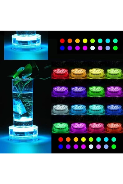 RAYTOYS OYUNCAK   Led Işıklı Bardak Altlığı Rgb Submersible Led Light Ip68 Remote Control 16 Colors Su Geçirmez Led