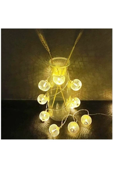 RAYTOYS OYUNCAK   2 Metre Gold Metal Top Pilli Led Işık Top Gün Işığı Pilli Led Işık Top Yılbaşı Ağacı Işığı Noel Işık - 4