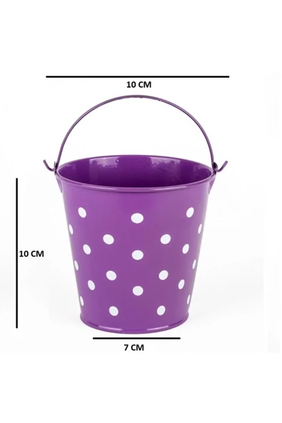 RAYTOYS OYUNCAK   2 PCS VIP DECORATIVE GREEN PURPLE PAİL 2 ADET SAPLI METAL KOVA PUANTİYELİ KOVA MOR KOVA YEŞİL KOVA - 2