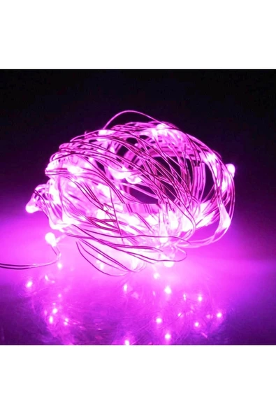 RAYTOYS OYUNCAK   Yılbaşı Çam Ağacı Işığı 10 Metre Pembe Led Işık Pembe Pilli Led Işık Micro Parlak Canlı Led Işıklı - Resim 2