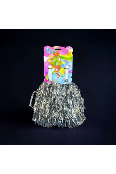 RAYTOYS OYUNCAK VIP PARLAK 23 NİSAN GÖSTERİ PONPONU 1 ÇİFT GÜMÜŞ PONPON GÜMÜŞ GÖSTERİ PONPONU GÜMÜŞ PARLAK PONPON