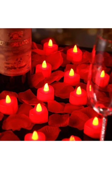 RAYTOYS OYUNCAK Heart Red Light Candles 24 Adet Kırmızı Led Işıklı Kalpli Mum Kırmızı Led Mum Kırmızı Işıklı Mum