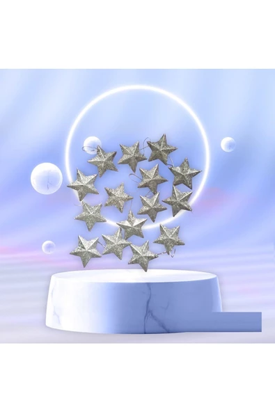 RAYTOYS OYUNCAK   VIP 15 ADET SİMLİ GÜMÜŞ YILDIZ SÜS GÜMÜŞ YILDIZ NOEL AĞACI SÜSLERİ YILBAŞI AĞACI SÜSLERİ 7 CM ürün görseli