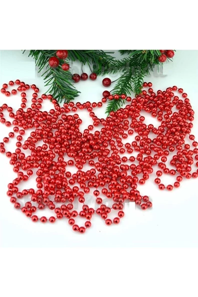 RAYTOYS OYUNCAK   Vıp Kalite 5 Metre Kırmızı Zincir Süs Yılbaşı Ağacı Süsleri Kırmızı Noel Ağacı Zinciri Çam Ağacı Süs ürün görseli