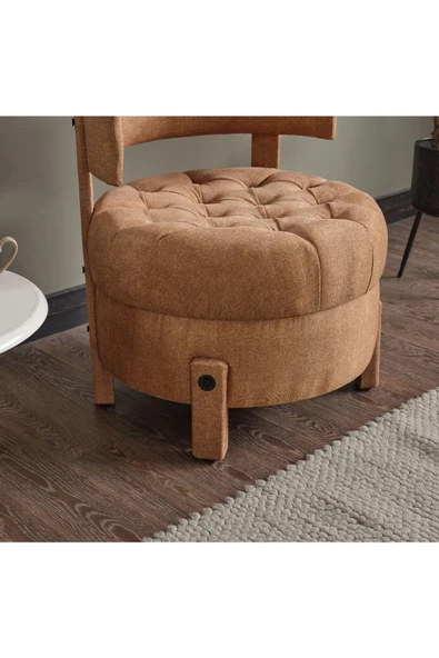 Meşe Home King Kapitoneli Silinebilir Kumaş Konforlu Modern Tasarım Renk Seçenekli Tekli Sandalye - 4