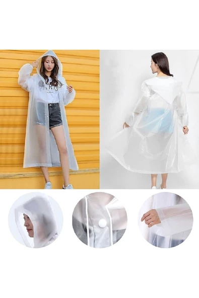 RAYTOYS OYUNCAK 50 ADET VIP UNISEX RAIN COAT OUTDOOR YAĞMURLUK 1.KALİTE ŞAPKALI ÇITÇITLI YAĞMURLUK BEYAZ YAĞMURLUK - 2