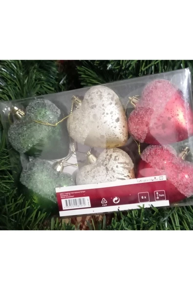 RAYTOYS OYUNCAK   1.kalite 6 Adet Parlak Simli Renkli Kalpli Süs Sevgililer Gününe Özel Dekor Süsleme Kalp Süsler - 2