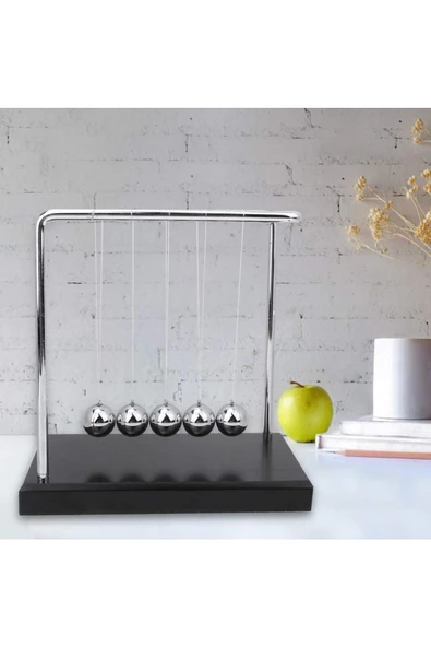 RAYTOYS OYUNCAK   NEW Z POOL CRADLE BALANCE BALLS MANYETİK STRES TOPLARI STRES TOPU NEW BALANS TOP SİYAH AHŞAP TABANLI - 3