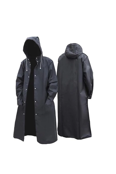 RAYTOYS OYUNCAK 10 ADET OUTDOOR YAĞMURLUK VIP UNISEX RAIN COAT 1.KALİTE ŞAPKALI ÇITÇITLI YAĞMURLUK SİYAH YAĞMURLUK - 6