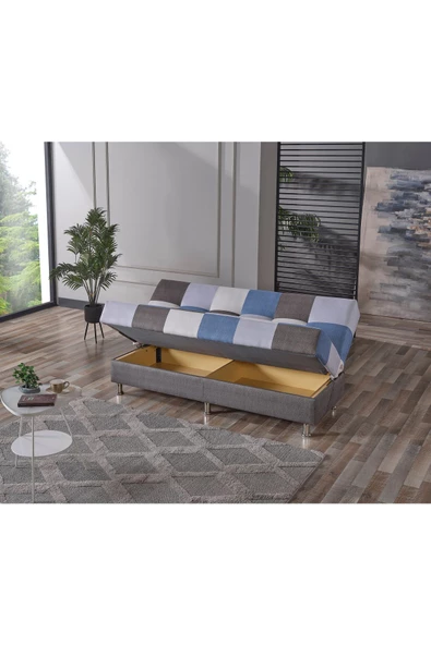 Meşe Home Cube Kolsuz Mekanizma Yataklı Yaylı Bazalı Kare Desenli Kanepe - 6