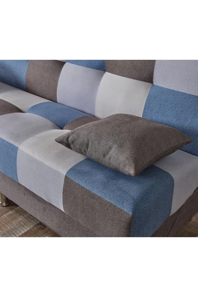 Meşe Home Cube Kolsuz Mekanizma Yataklı Yaylı Bazalı Kare Desenli Kanepe - 2