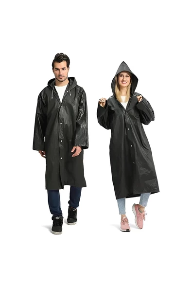 RAYTOYS OYUNCAK 1 ADET 1.KALİTE SİYAH YAĞMURLUK VIP UNISEX RAIN COAT ŞAPKALI ÇITÇITLI YAĞMURLUK OUTDOOR YAĞMURLUK - 4